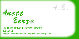 anett berze business card